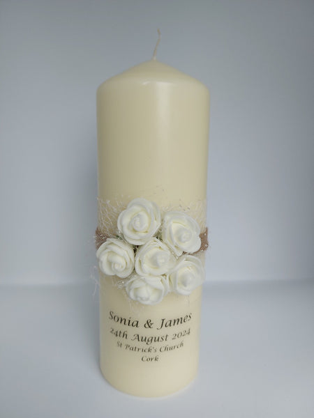 Wedding Candle - Rustic Rose 2, Ivory (foam)