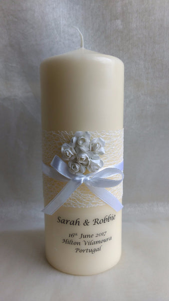 Wedding Candle - Rose Quartz, White