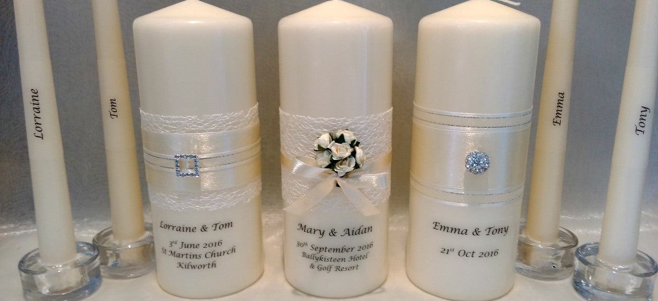 Personalised candles, wedding candles, unity candles, wedding ceremony, unity ceremony