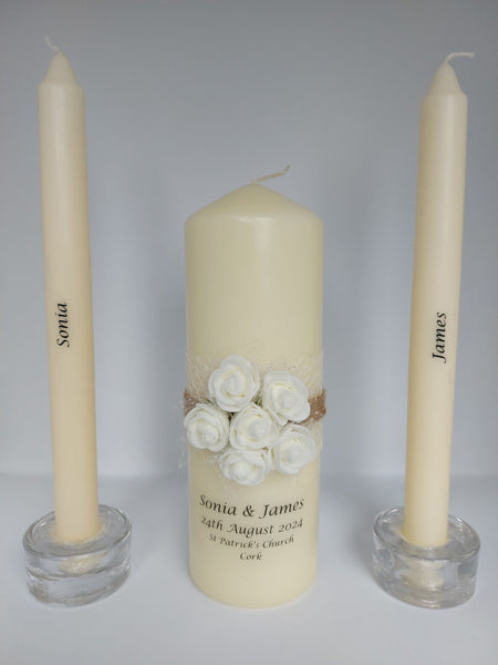Wedding Candle - Rustic Rose 2, Ivory (foam)