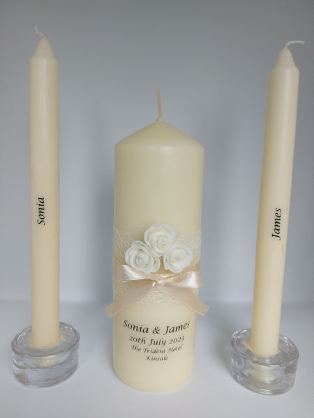 Wedding Candle - Rose Quartz, Ivory (foam)