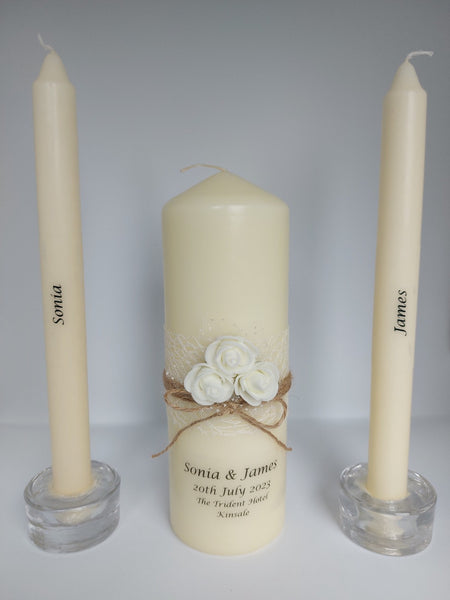 Wedding Candle - Rustic Rose, Ivory (foam)