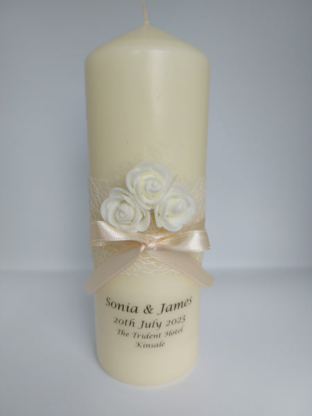 Wedding Candle - Rose Quartz, Ivory (foam)