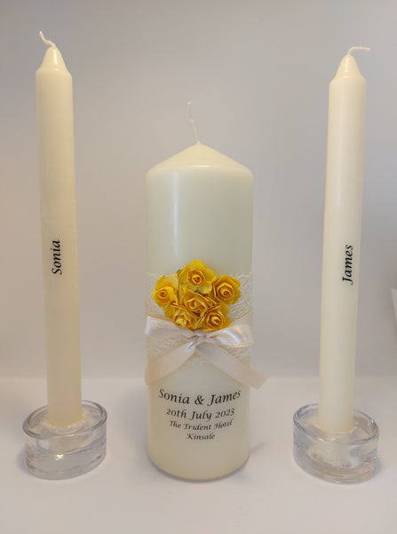 personalised candles, wedding candles, unity candles, wedding ceremony, unity ceremony, wedding candles Ireland