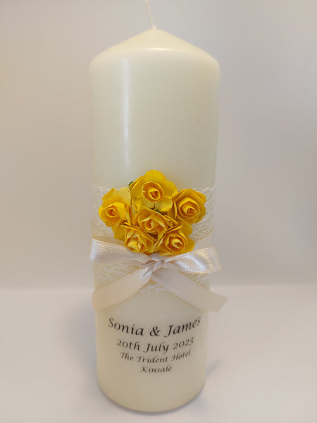 Wedding Candle - Rose Quartz, Yellow