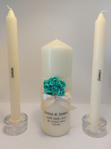 personalised candles, wedding candles, unity candles, wedding ceremony, unity ceremony, wedding candles Ireland