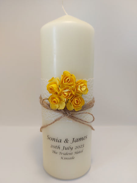Wedding Candle - Rustic Rose, Yellow