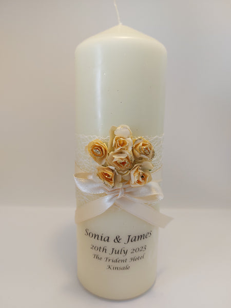 Wedding Candle - Rose Quartz, Champagne