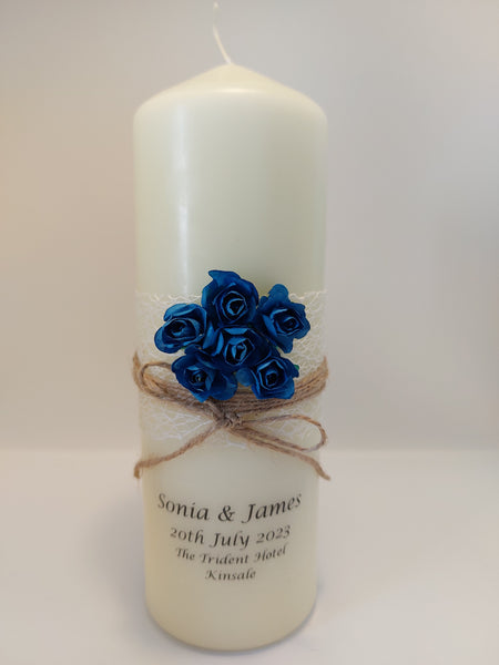 Wedding Candle - Rustic Rose, Navy