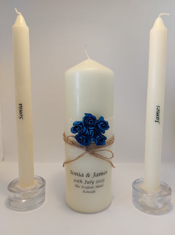 Wedding Candle - Rustic Rose, Navy
