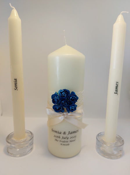 Wedding Candle - Rose Quartz, Navy