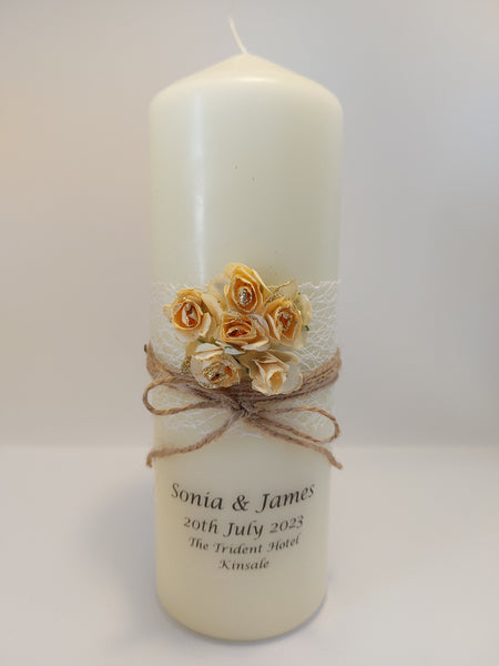 Wedding Candle - Rustic Rose, Champagne