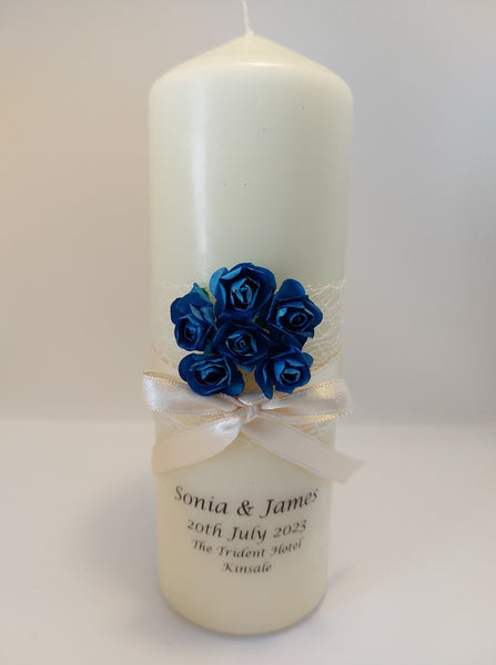 Wedding Candle - Rose Quartz, Navy