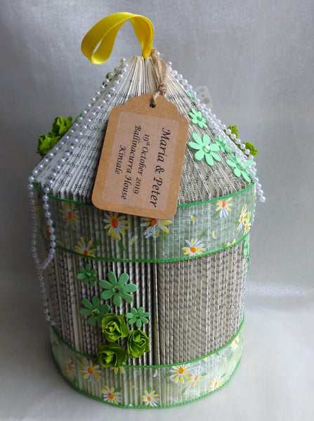 book art, book folding, wedding centrepiece, birdcage, wedding ceremony, personalised,