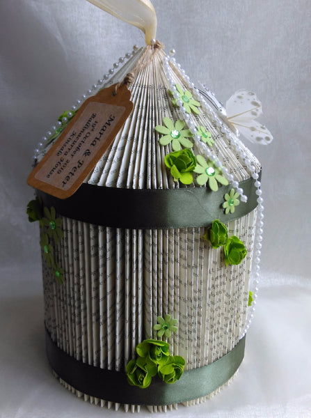 book art, book folding, wedding centrepiece, birdcage, wedding ceremony, personalised,