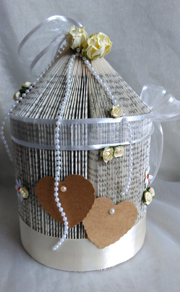 book art, book folding, wedding centrepiece, birdcage, wedding ceremony, personalised,