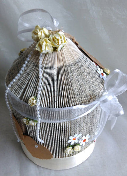 book art, book folding, wedding centrepiece, birdcage, wedding ceremony, personalised,