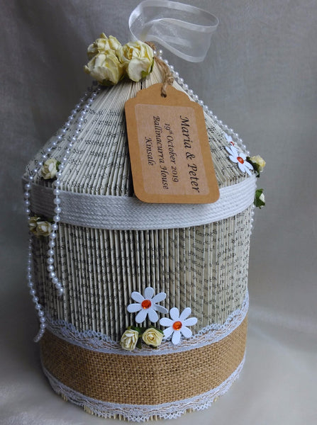 book art, book folding, wedding centrepiece, birdcage, wedding ceremony, personalised,