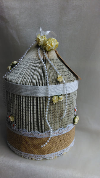 book art, book folding, wedding centrepiece, birdcage, wedding ceremony, personalised,