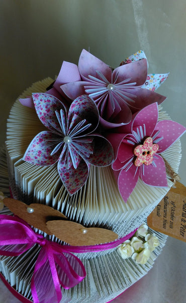 book art, book folding, wedding centrepiece, wedding cake, wedding ceremony, personalised,