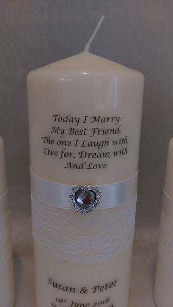 personalised candles, wedding candles, unity candles, wedding ceremony, unity ceremony, wedding candles Ireland, best friend