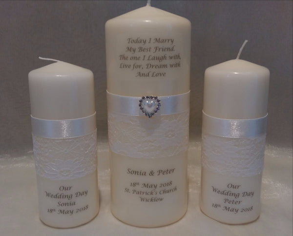 personalised candles, wedding candles, unity candles, wedding ceremony, unity ceremony, wedding candles Ireland, best friend