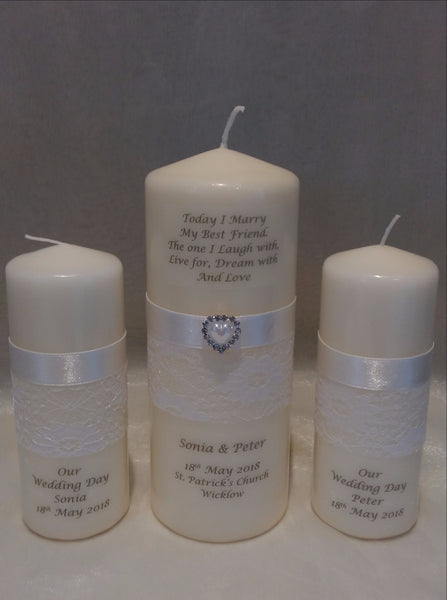 personalised candles, wedding candles, unity candles, wedding ceremony, unity ceremony, wedding candles Ireland, best friend