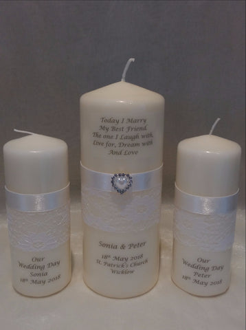 personalised candles, wedding candles, unity candles, wedding ceremony, unity ceremony, wedding candles Ireland, best friend