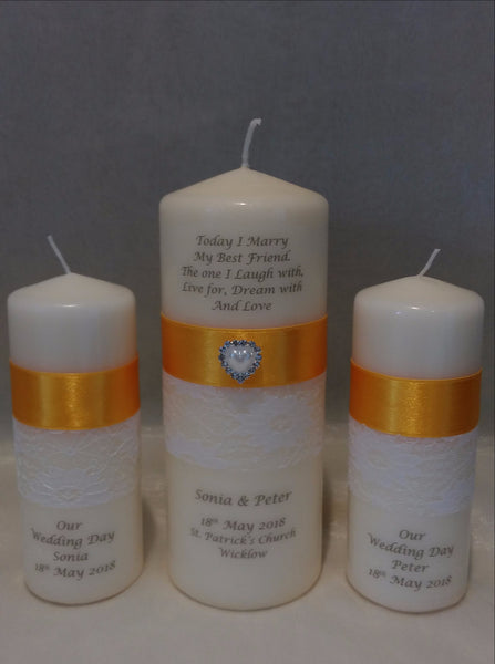 personalised candles, wedding candles, unity candles, wedding ceremony, unity ceremony, wedding candles Ireland, best friend