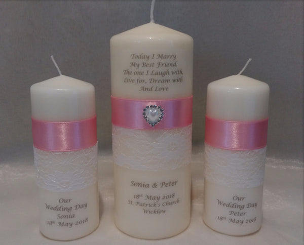 personalised candles, wedding candles, unity candles, wedding ceremony, unity ceremony, wedding candles Ireland, best friend