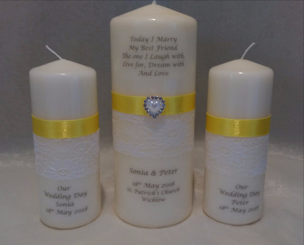 personalised candles, wedding candles, unity candles, wedding ceremony, unity ceremony, wedding candles Ireland, best friend