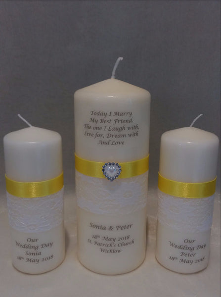 personalised candles, wedding candles, unity candles, wedding ceremony, unity ceremony, wedding candles Ireland, best friend