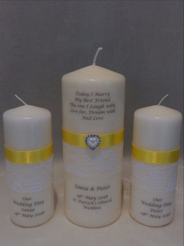 personalised candles, wedding candles, unity candles, wedding ceremony, unity ceremony, wedding candles Ireland, best friend