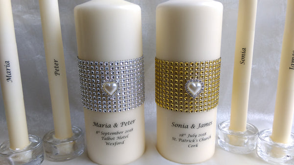 personalised candles, wedding candles, unity candles, wedding ceremony, unity ceremony, wedding candles Ireland