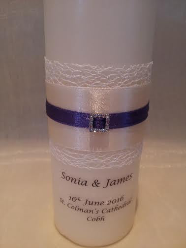 personalised candles, wedding candles, unity candles, wedding ceremony, unity ceremony, wedding candles Ireland