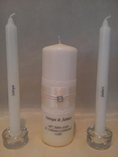 personalised candles, wedding candles, unity candles, wedding ceremony, unity ceremony, wedding candles Ireland