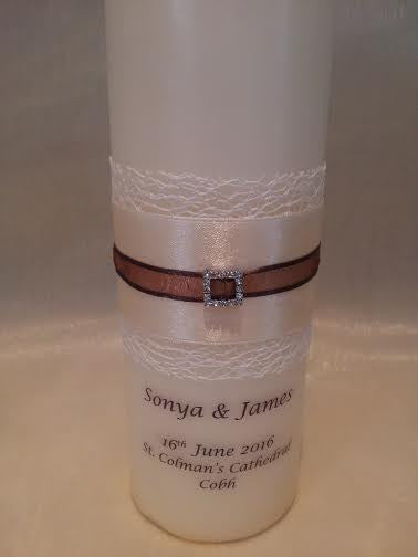 personalised candles, wedding candles, unity candles, wedding ceremony, unity ceremony, wedding candles Ireland