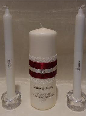 personalised candles, wedding candles, unity candles, wedding ceremony, unity ceremony, wedding candles Ireland