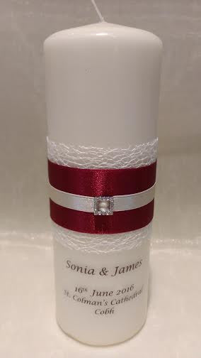 personalised candles, wedding candles, unity candles, wedding ceremony, unity ceremony, wedding candles Ireland