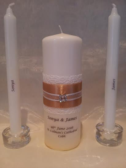 personalised candles, wedding candles, unity candles, wedding ceremony, unity ceremony, wedding candles Ireland