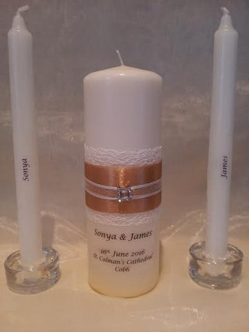 personalised candles, wedding candles, unity candles, wedding ceremony, unity ceremony, wedding candles Ireland