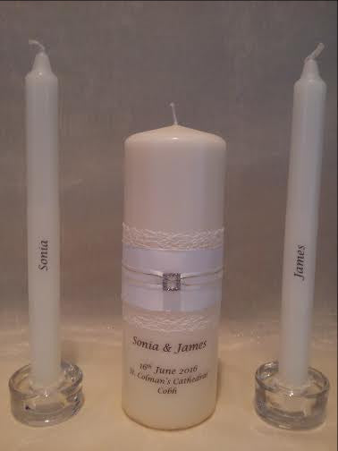 personalised candles, wedding candles, unity candles, wedding ceremony, unity ceremony, wedding candles Ireland
