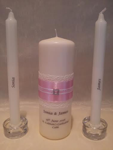 personalised candles, wedding candles, unity candles, wedding ceremony, unity ceremony, wedding candles Ireland