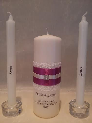 personalised candles, wedding candles, unity candles, wedding ceremony, unity ceremony, wedding candles Ireland