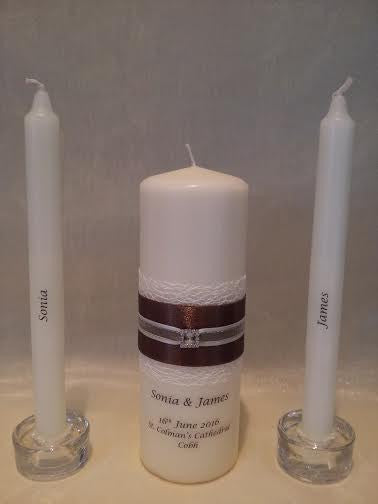 personalised candles, wedding candles, unity candles, wedding ceremony, unity ceremony, wedding candles Ireland