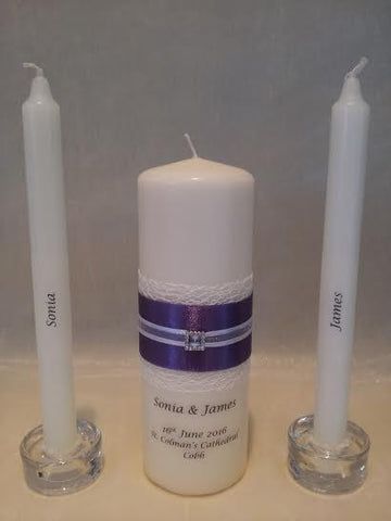 personalised candles, wedding candles, unity candles, wedding ceremony, unity ceremony, wedding candles Ireland