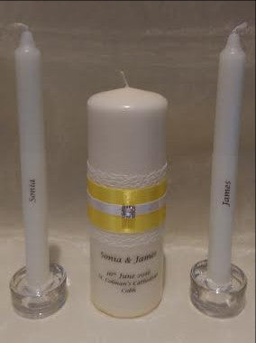 personalised candles, wedding candles, unity candles, wedding ceremony, unity ceremony, wedding candles Ireland
