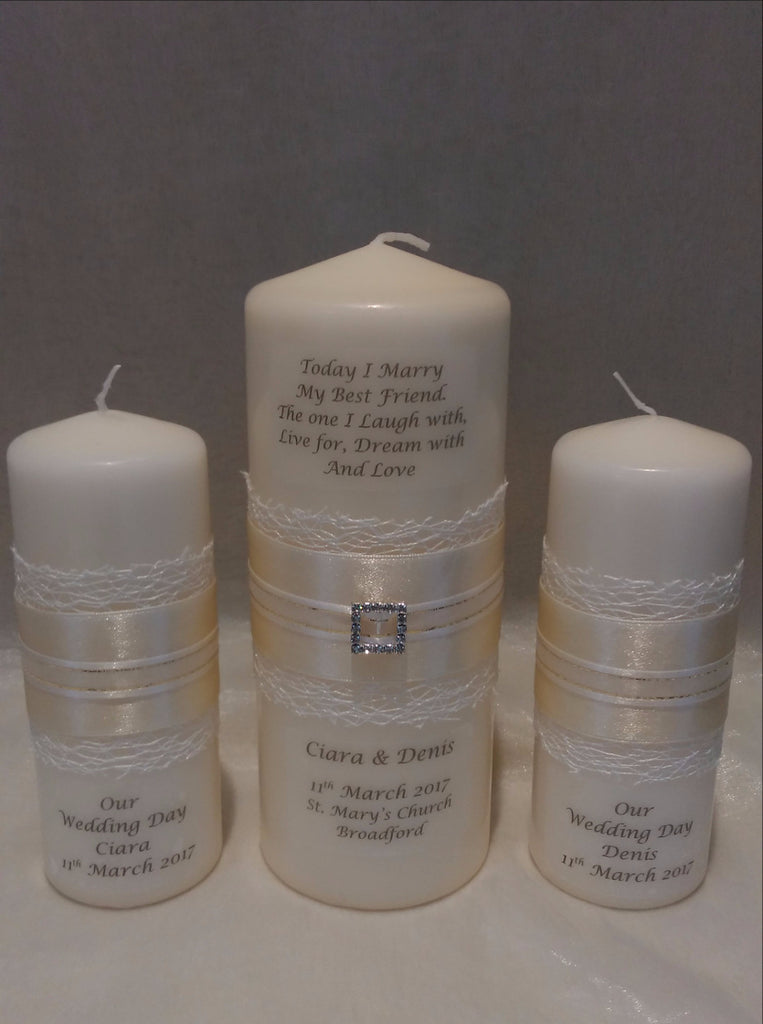 personalised candles, wedding candles, unity candles, wedding ceremony, unity ceremony, wedding candles Ireland, best friend