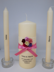 Wedding Candle - Rainbow Rose, Pink