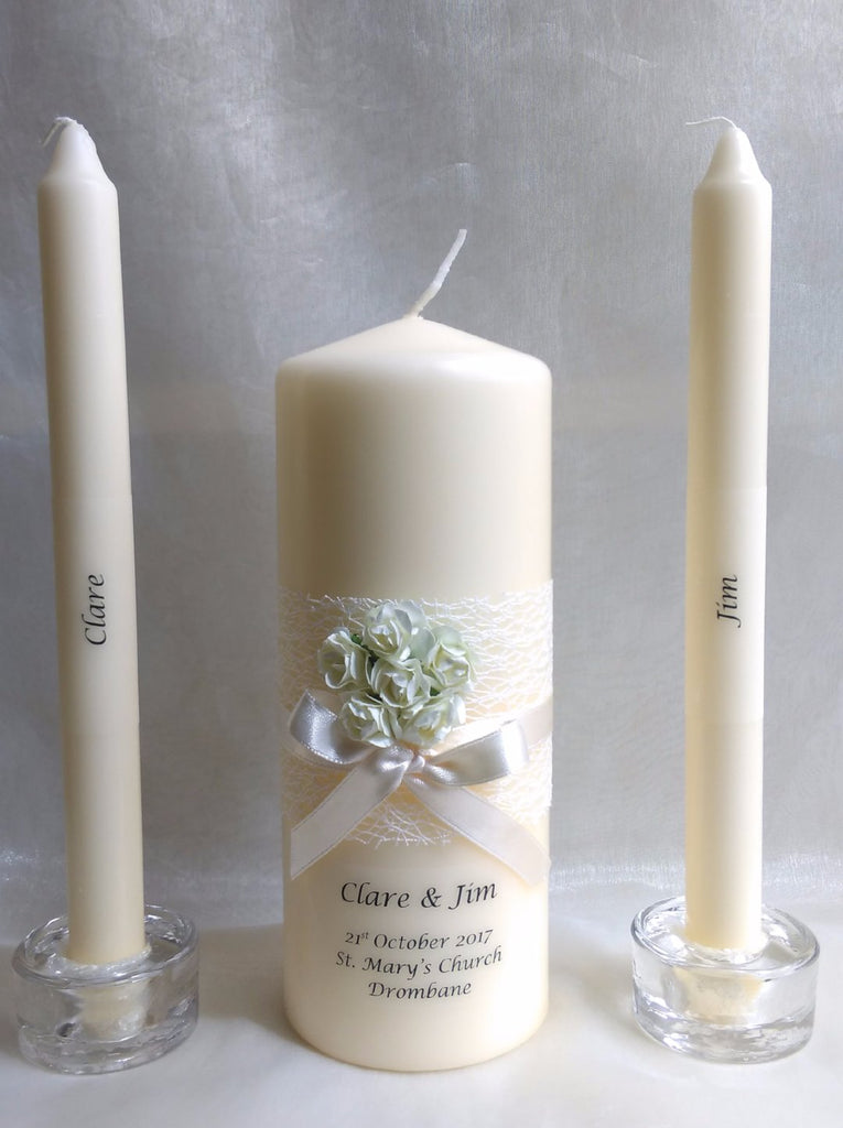 personalised candles, wedding candles, unity candles, wedding ceremony, unity ceremony, wedding candles Ireland